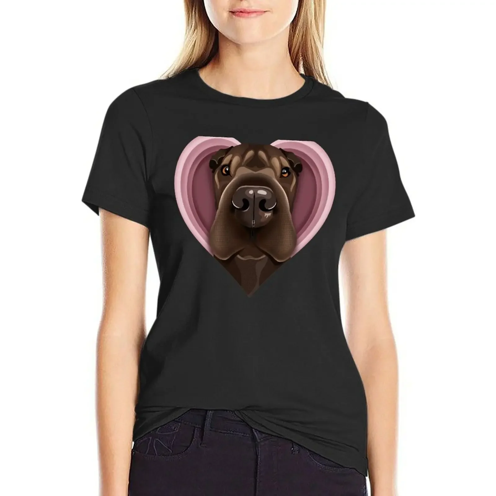 

Shar Pei Heart T-Shirt plain sports fans hippie clothes t-shirts for Women pack