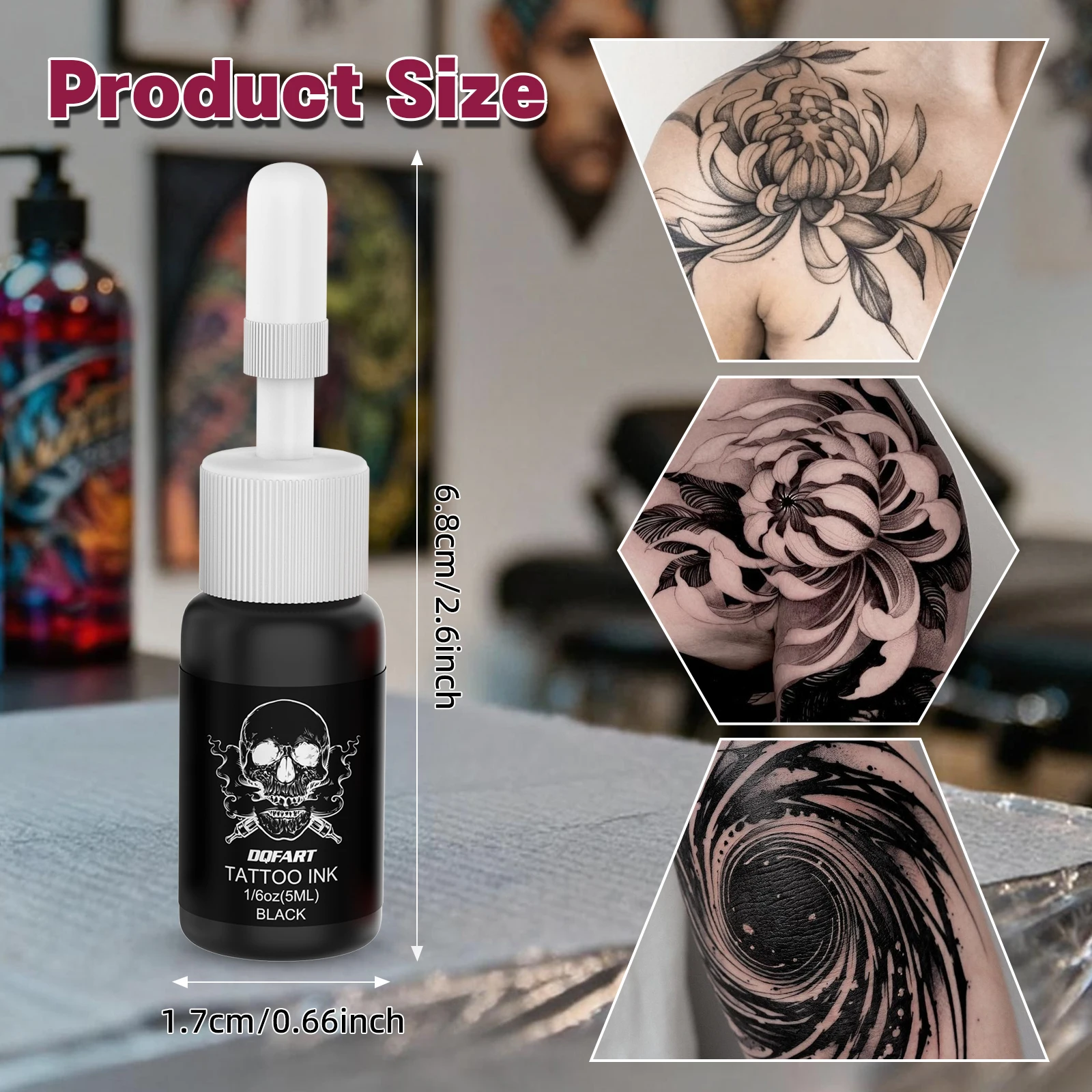 DQFART 5ml Tattoo Ink Professional Longlasting Tattoo Pigment Permanent Body Art Pigment Tattoo Ink Tattoo Supplies