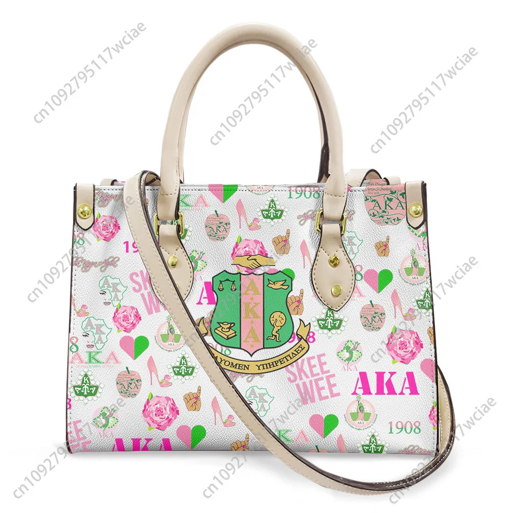 

Alpha Sorority AKA 1908 Tote Bag Purse Kappa Alpha Womens Personalized Text Image PU Leather Handbag Business Shopping Gift Bags