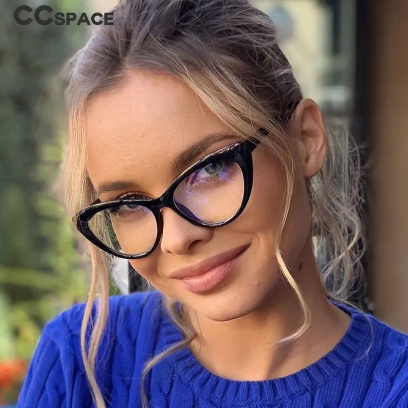 49082 Cat Eye Anti-blue Light Plastic Titanium Glasses Frames Women Optical Fashion Computer Glasses