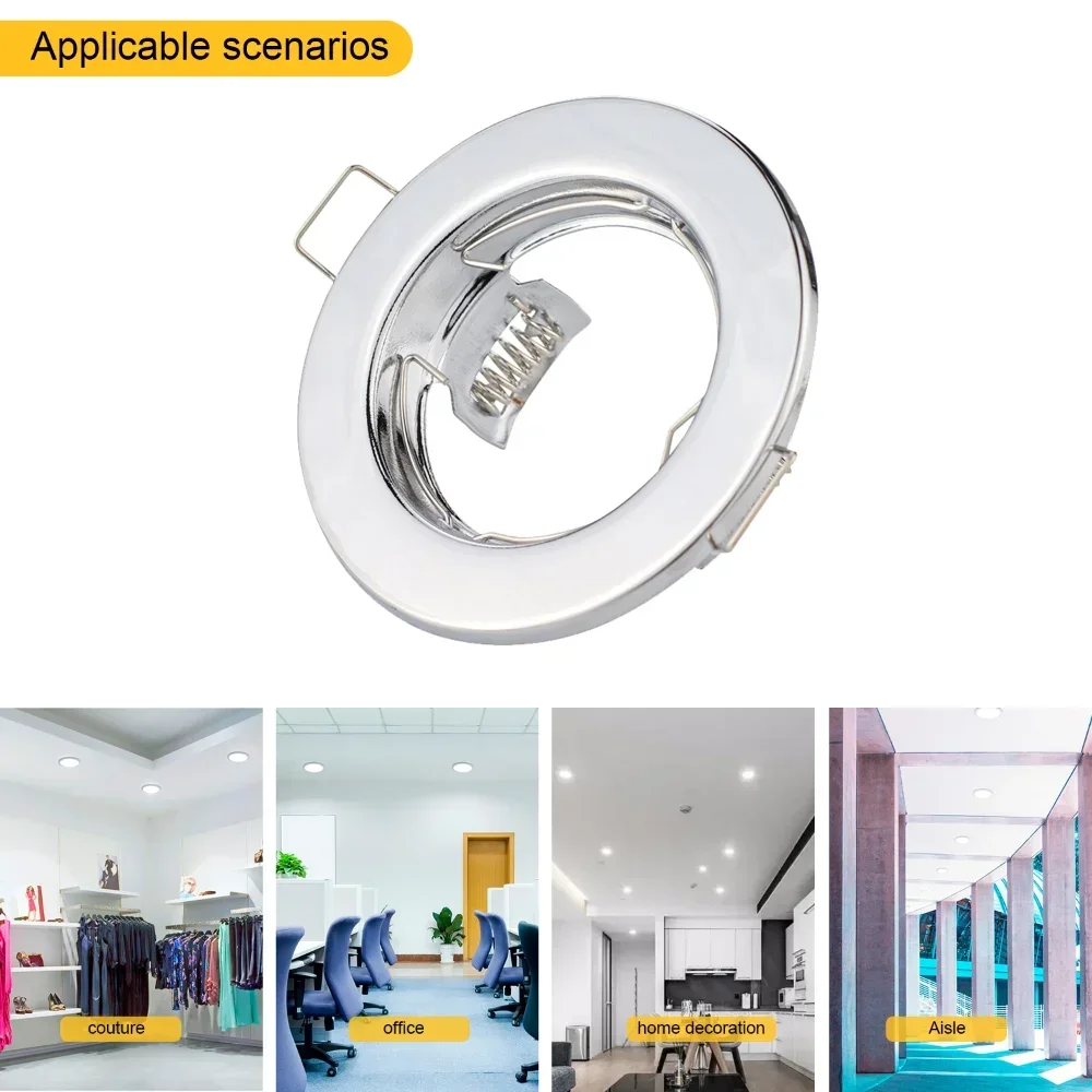 Spot Lumineux LED Encastrable au Plafond, Cadre Rond GU10, Support de Fixation Réglable, 6 Pièces