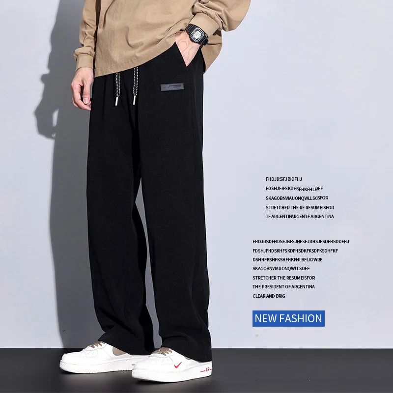 Y2k Brand Clothing Autumn Winter Corduroy Pant Men Elastic Waist Business Straight Thick Outdoors Casual Trousers Plus Size Gift