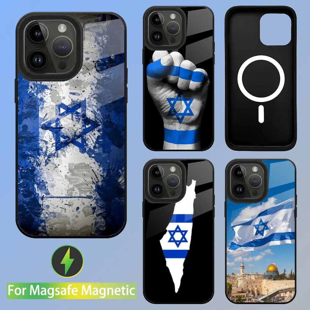 

Star of David I-Israel Flag Phone Case For iPhone 16,15,14,13,12,11,Plus,Pro,Max Mini Magsafe Magnetic Wireless Charging