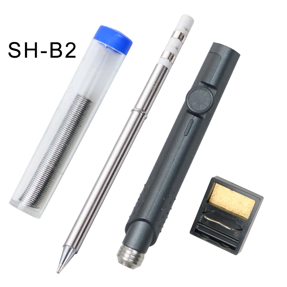 SH72 65W Mini Electric Soldering Iron Adjustable Temperature Portable Solder Welding Station DC Power Input 220-400C with tin