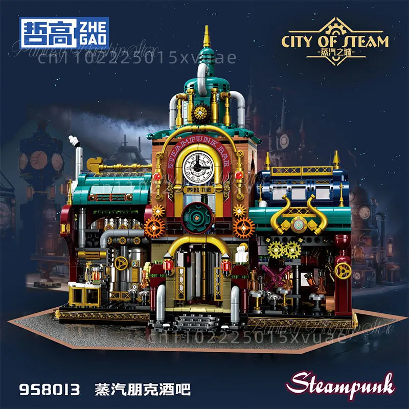 ZHE GAO Bausteine Steampunk Bar Kleine Partikel Street View Puzzle Set Spielzeugmodelle Dekoration für Kinder Halloween Geschenk