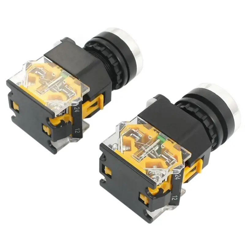 Interruptor de botón momentáneo, montaje de 2 piezas, 22mm, 10A, 380V, DPST, Rojo, Verde