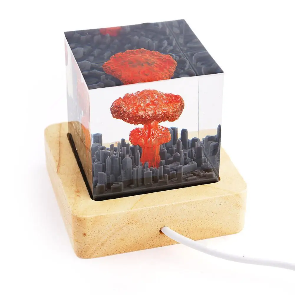 Atomic Bomb Resin Lava Lamp USB Night Light Halloween Christmas Gifts Creative Crafts Home Bedroom Table Lamp