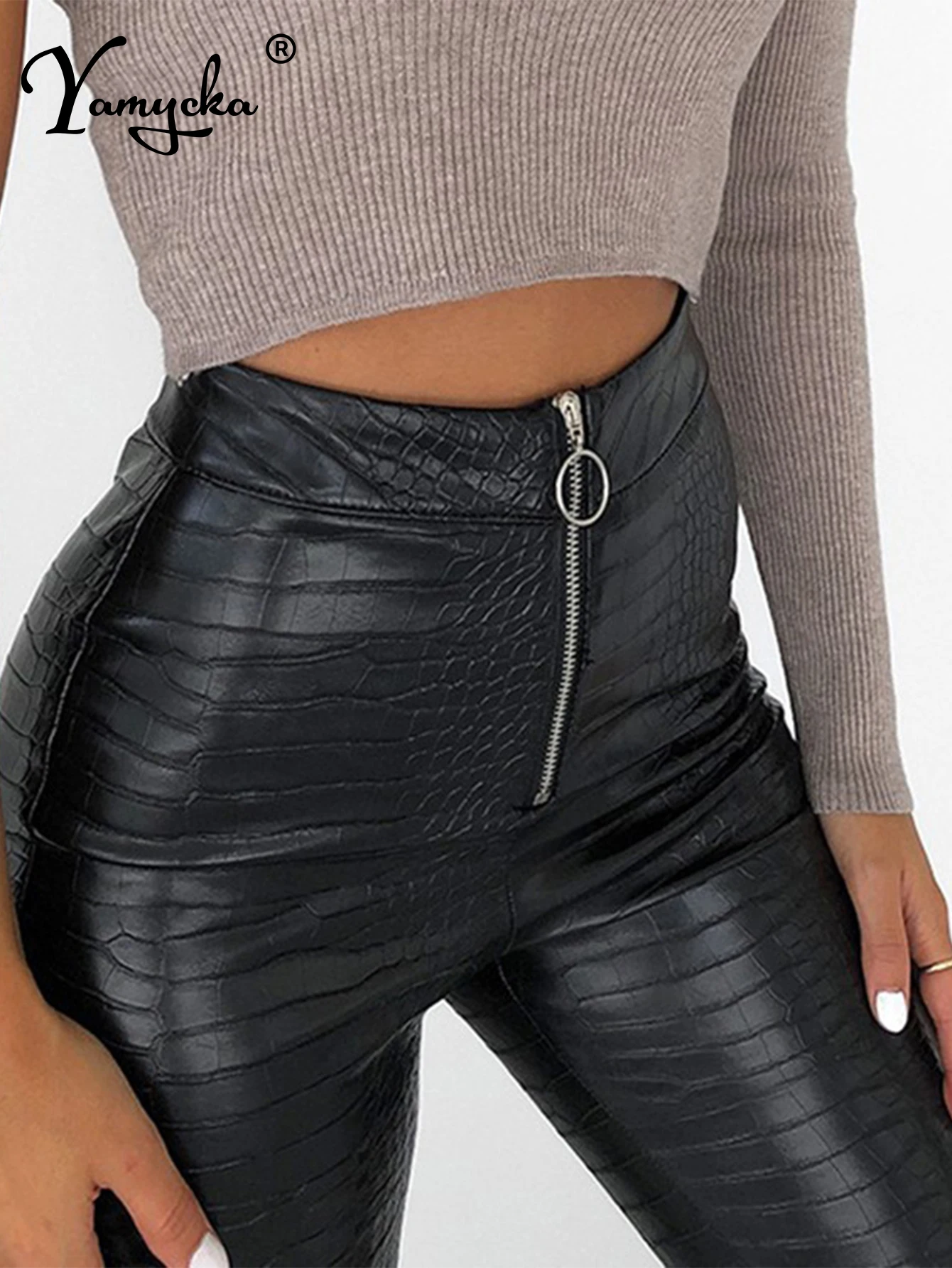 Sexy high waisted black leather pants women 2024 y2k streetwear goth clothes PU leggings pants casual fashion Pencil trousers