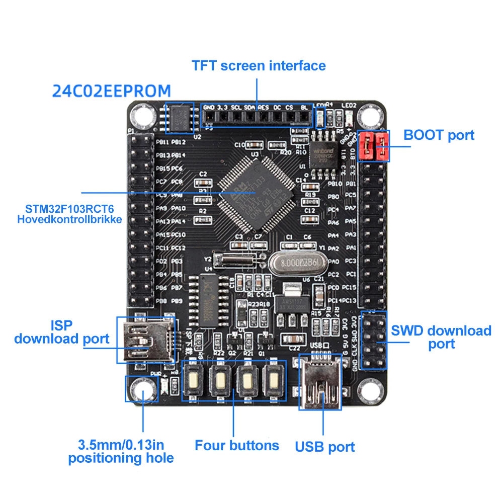 ARM STM32 Development Board Small System Board STM32F103RCT6 Development Board 51