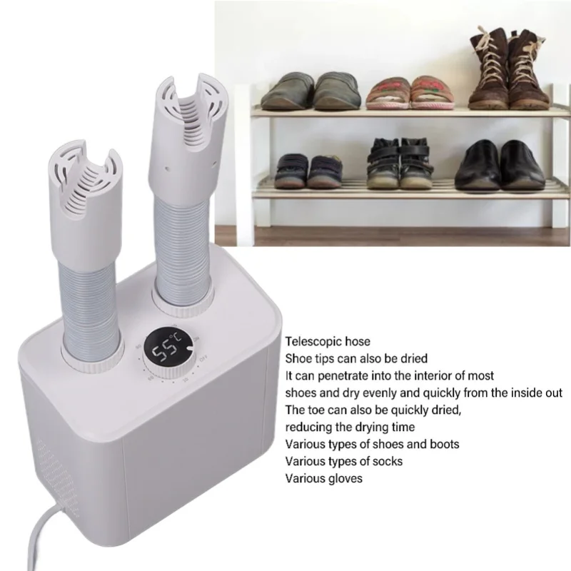 150W Telescopic Electric Shoe Dryer Household Boot Dryer Foot Warmer Knob Timing Heater US Plug For Travel Home