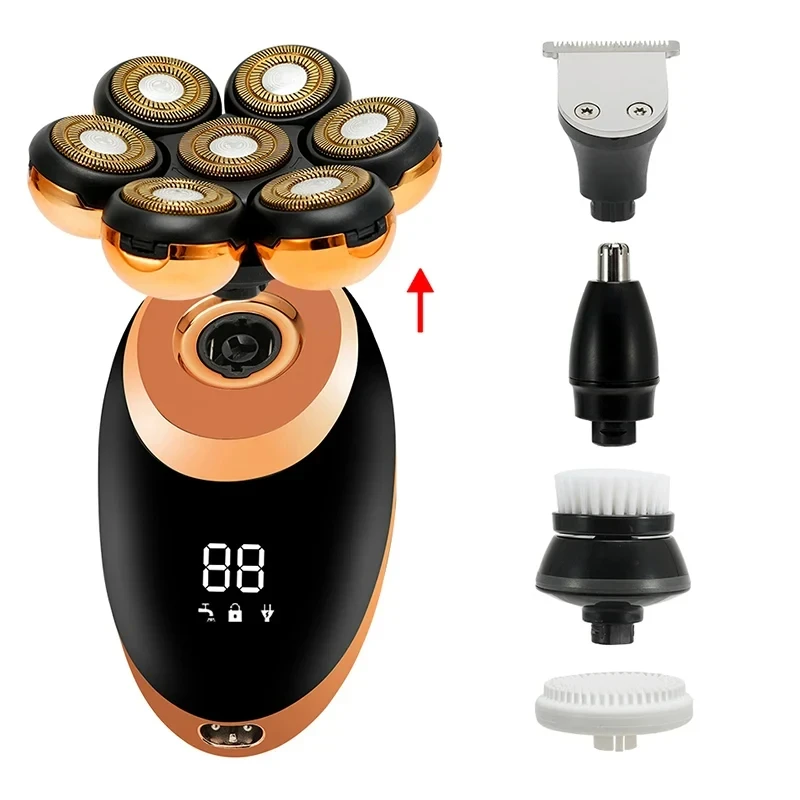 Men 7D Floating Men Electric Shaver Wet Dry Beard Hair Trimmer Electric Razor Rechargeable Bald Head Shaving Machine LCD Display image 4