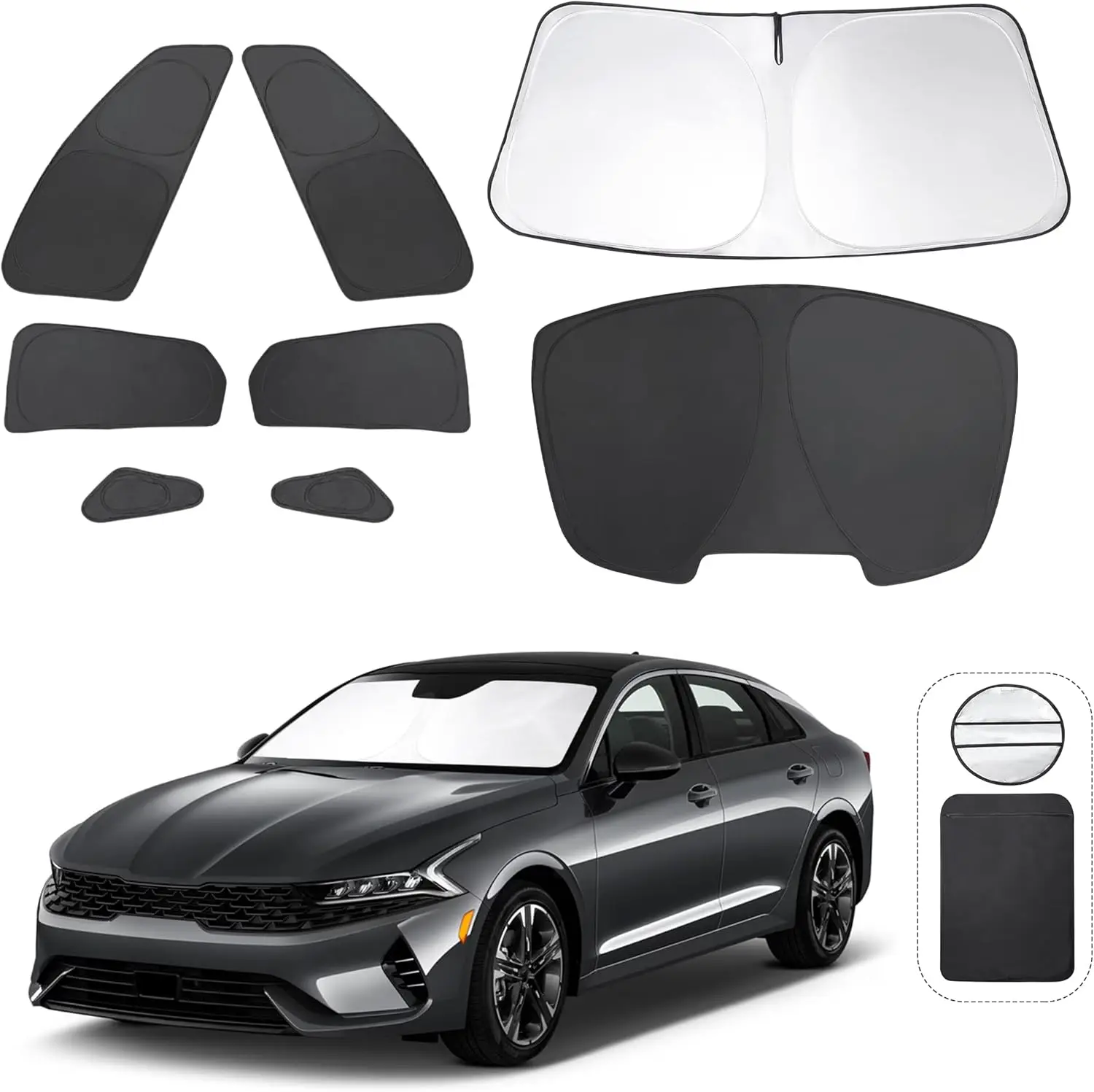 

Комплект из 8 солнцезащитных шторок на заказ для Kia K5 Sedan, складные, для защиты от солнца и сохранения прохлады в салоне