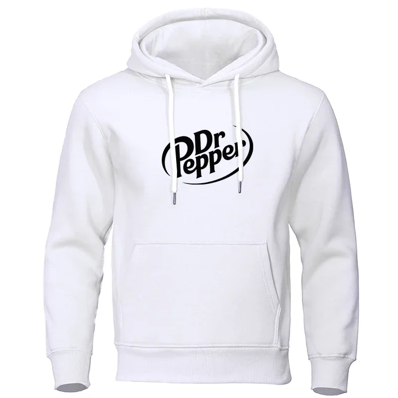 Autumn Warm Dr Pepper Letter Printed Hoodies Street Men Fashion Fleece Sweatshirts Casual Unisex Pullover Tops