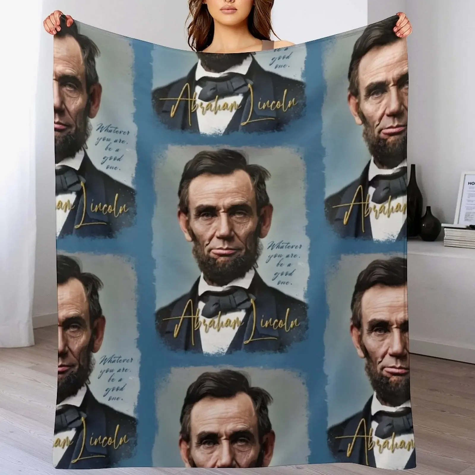 

Abraham Lincoln Throw Blanket Plaid Decorative Beds Blankets