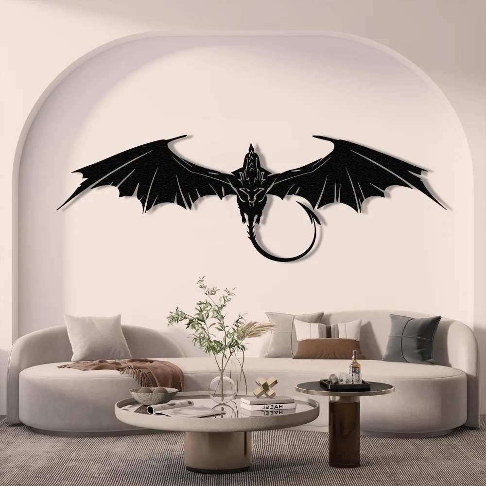 CIFBUY Iron Wall Art Dragon Metal Sculpture Rustproof Mythologic Fantasy Decor for Man Cave Indoor Outdoor Home Hanging Gift