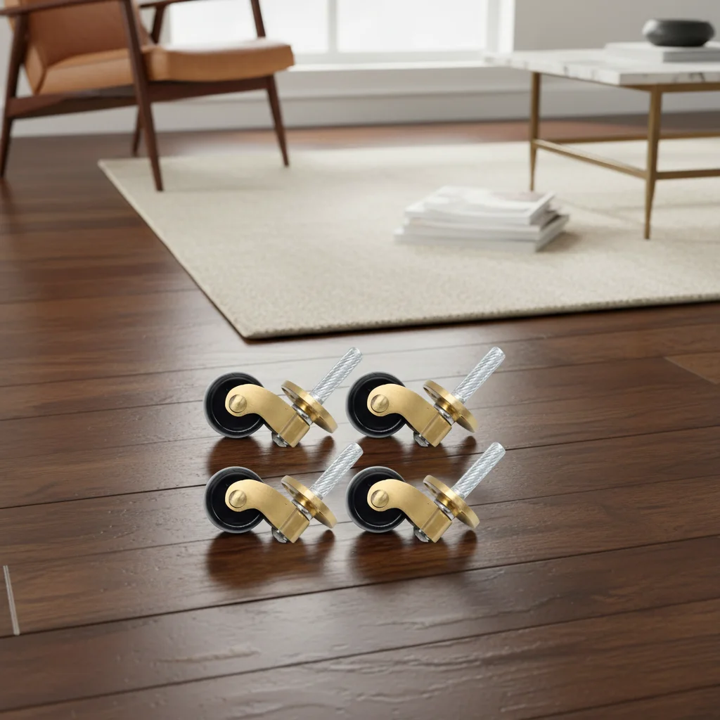 4pcs 360° Brass Caster Silent Bearing Sofa Furniture Tables Heavy Duty Silent Brake Wheels Caster Trolley Household