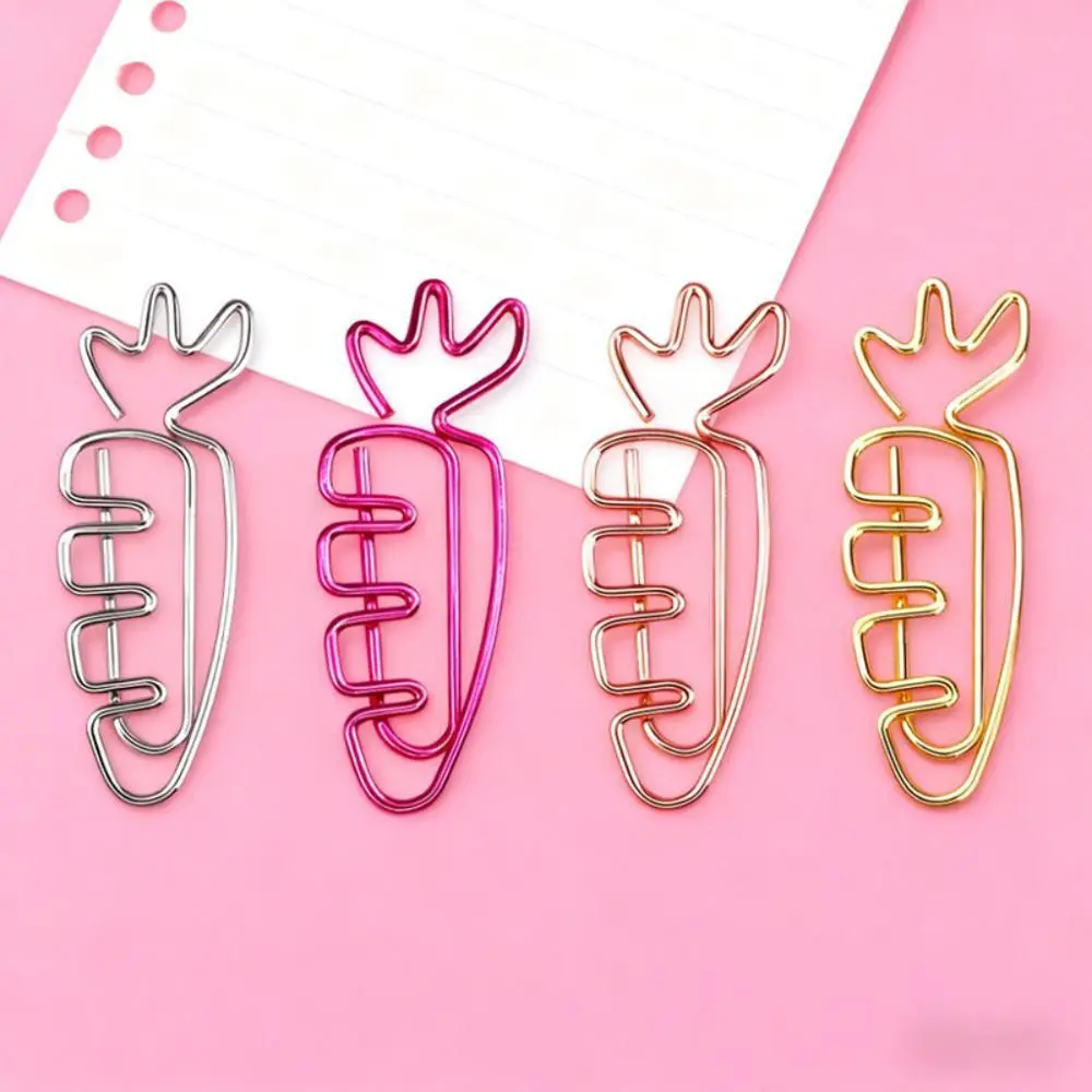

20pcs Students Stationery Carrot Shaped Paper Clips Metal Cartoon Bookmark Holder Creative Cute Paper Decorative Clip Home