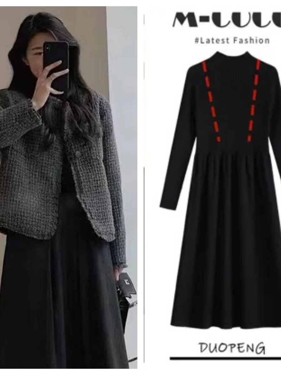 fashionable-nursing-coat-dress-set-for-mommy-autumn-winter-thickened-long-sleeve-pure-color-front-button-luxury-style-pregnan