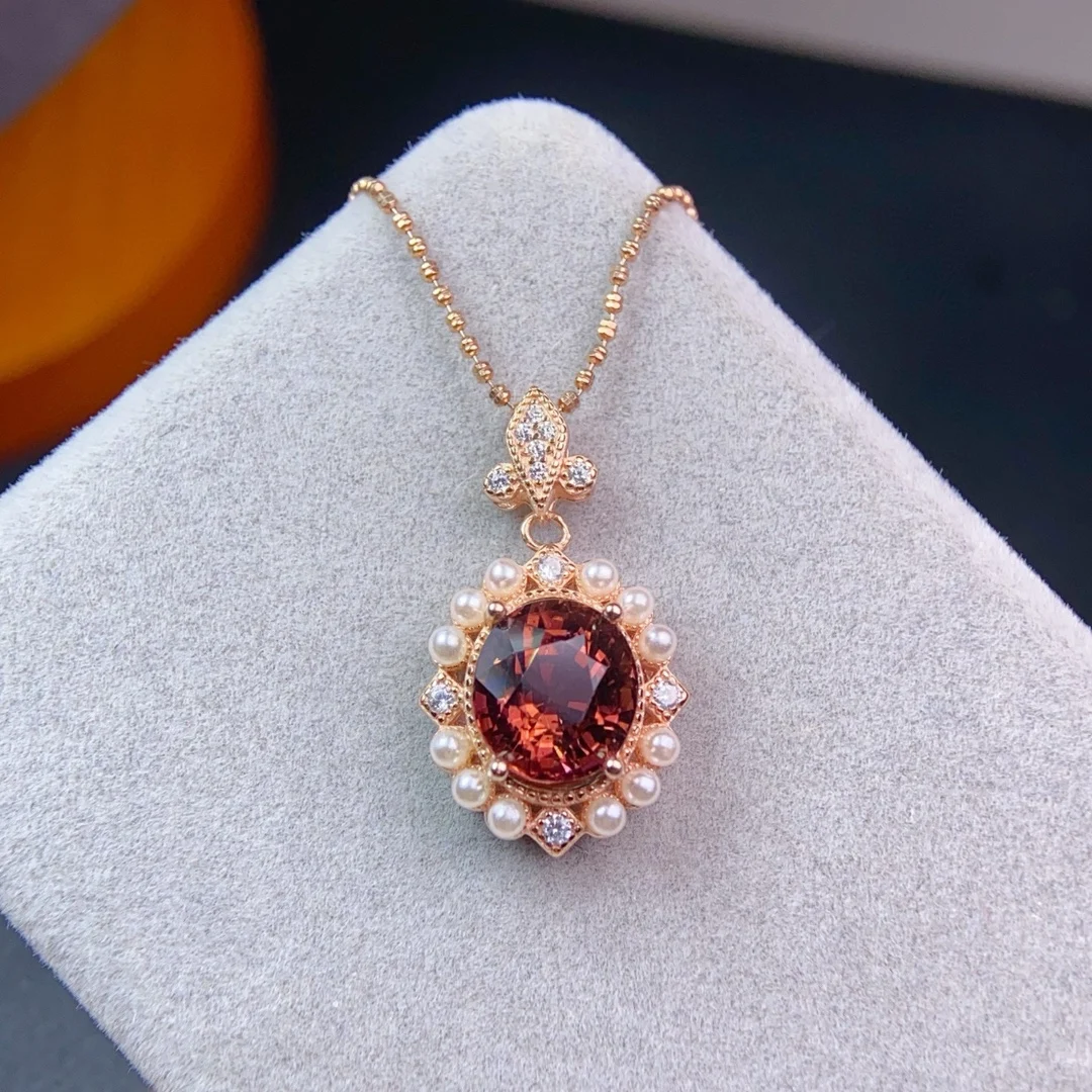 

Подвеска из турмалина с покрытием из розового золота 925, камень исключительной четкости 8x9 мм, тонкое мастерство