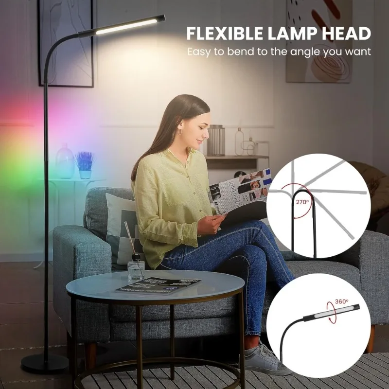 

Dimmable LED Floor Lamp with Remote Control Adjustable Color Temperature Standing Lamp for Living Room Reading Work