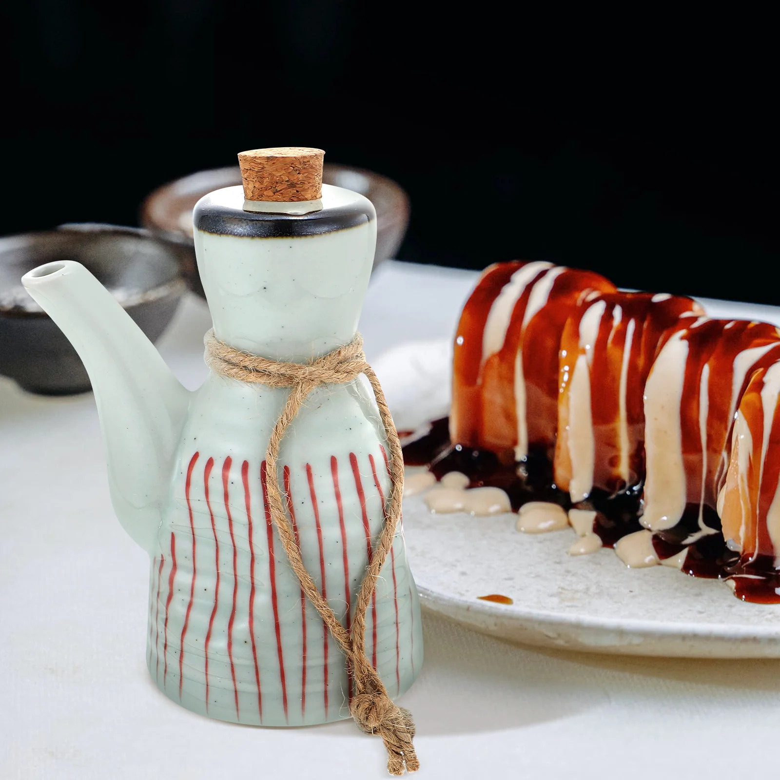 

Ceramic Soy Sauce Bottle Japanese Style Oil Pot Seasoning Storage Container Kitchen Liquid Dispenser Cork Vinegar Jar