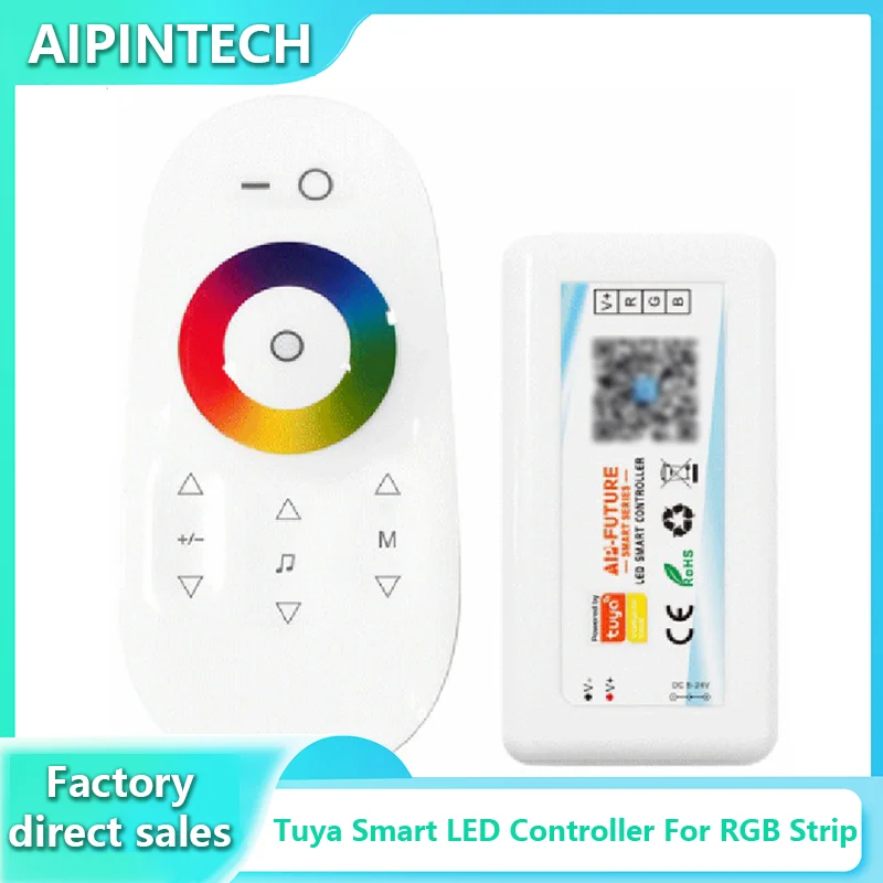 Aipintech-Bande lumineuse cob couleur télécommandée, Alexa Launches Life App, contrôleur LED, Wi-Fi, 12V, 2.4G, RF, 24V, RVB