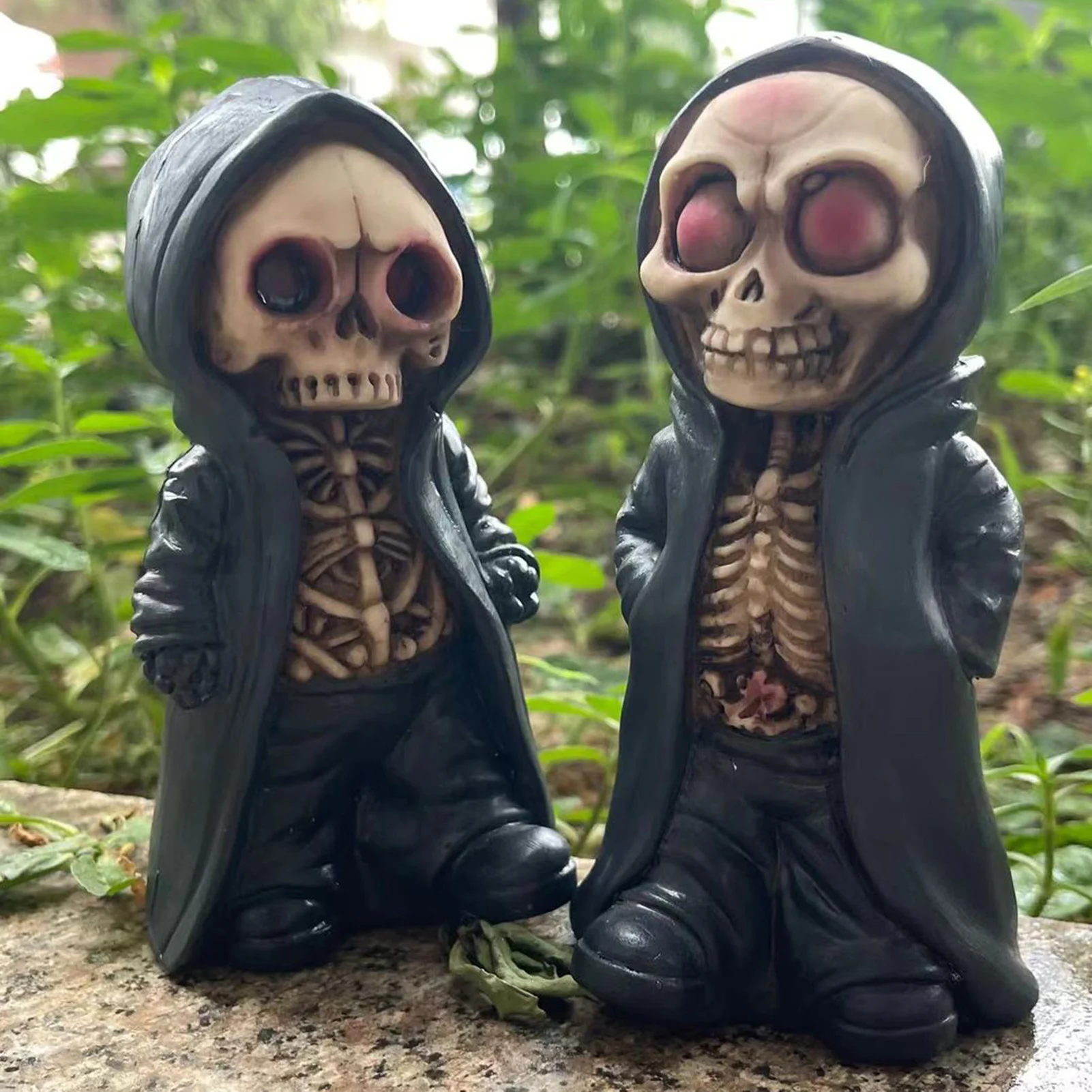 Resin Skeleton Figurine Resin Skeleton Ornament Death Resin Statue Halloween Black Robe Skeleton Figurine Home Decorations