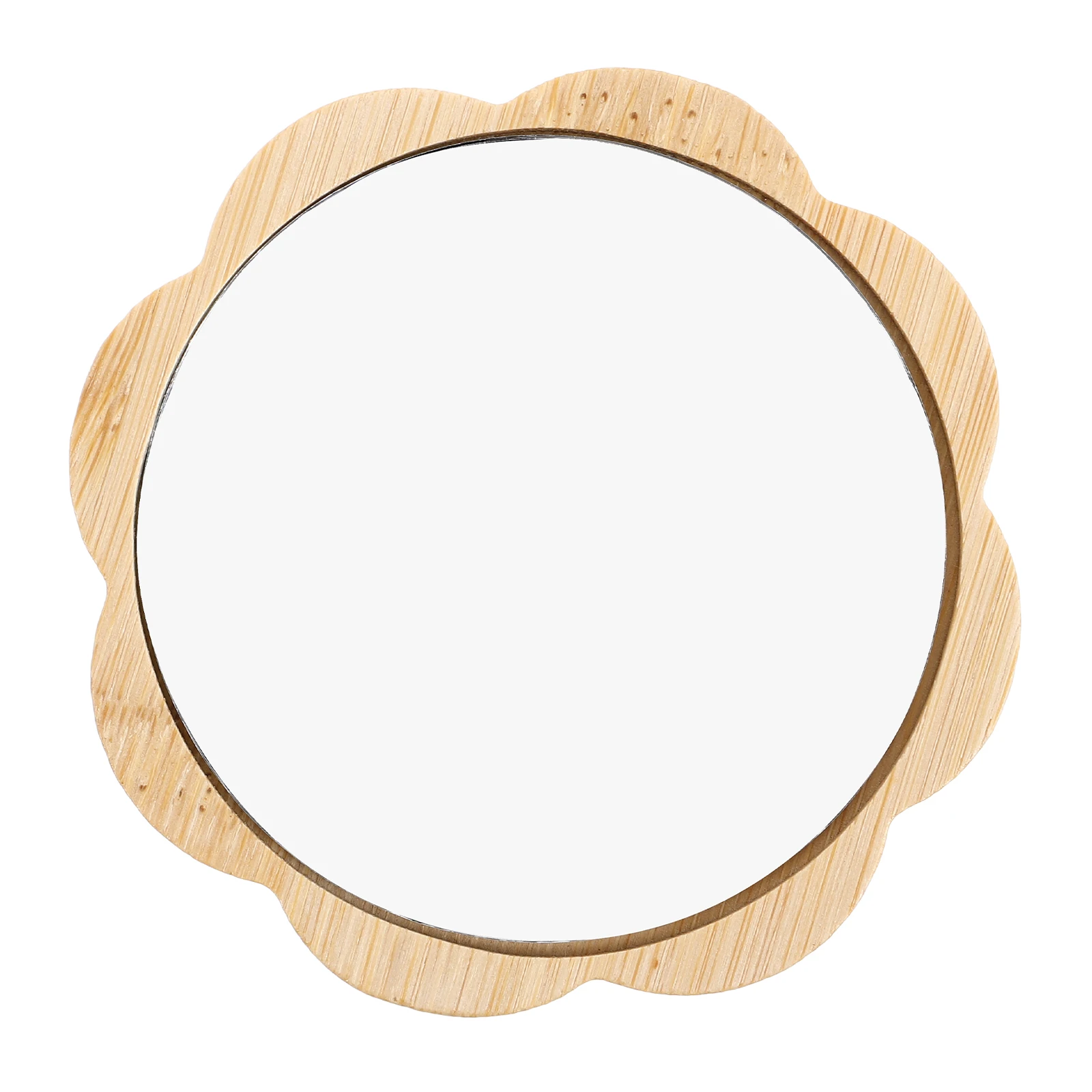 

Wooden Mirror Compact Travel for Purse Hand Held Makeup Mini Handheld Women