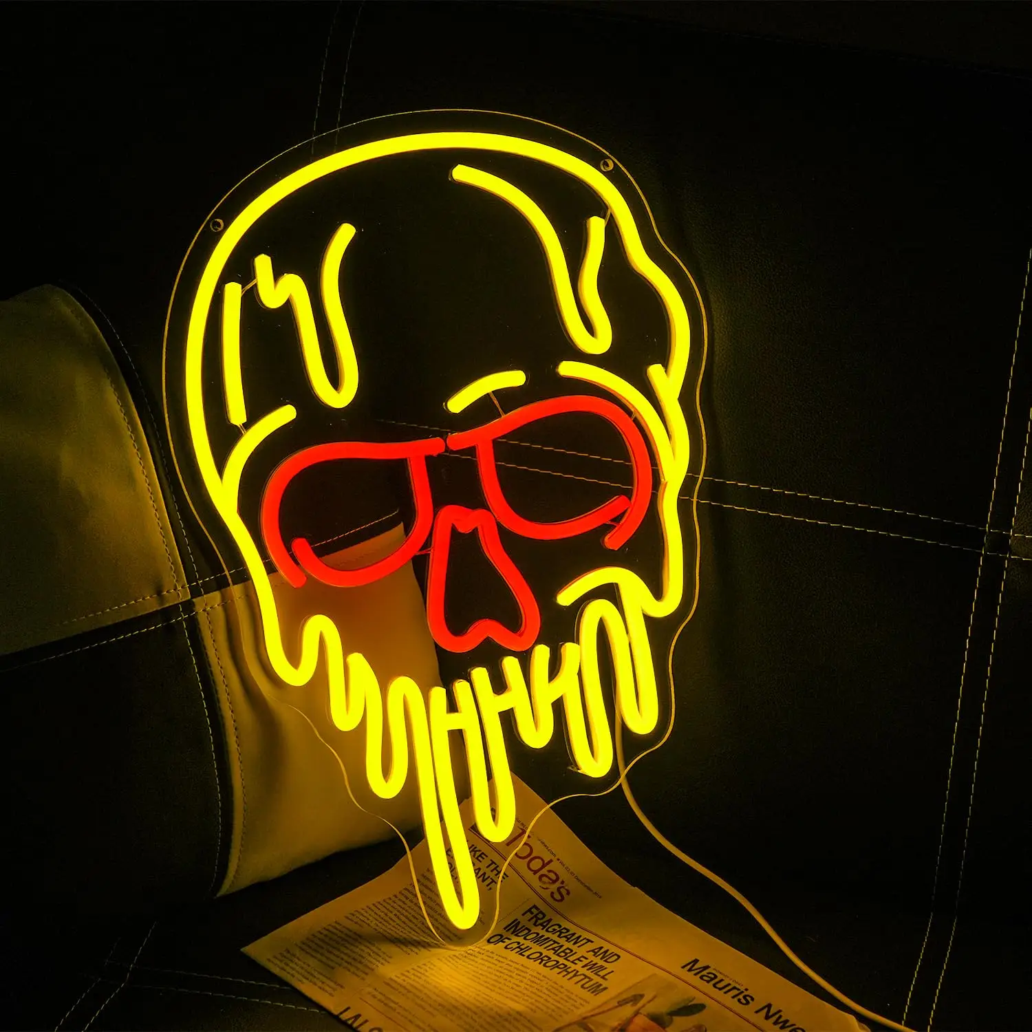 ذوبان الجمجمة LED النيون تسجيل ل جدار ديكور USB بالطاقة عكس الضوء هالوين الرعب تضيء رجل كهف بار الرعب نافذة المنزل ديكور