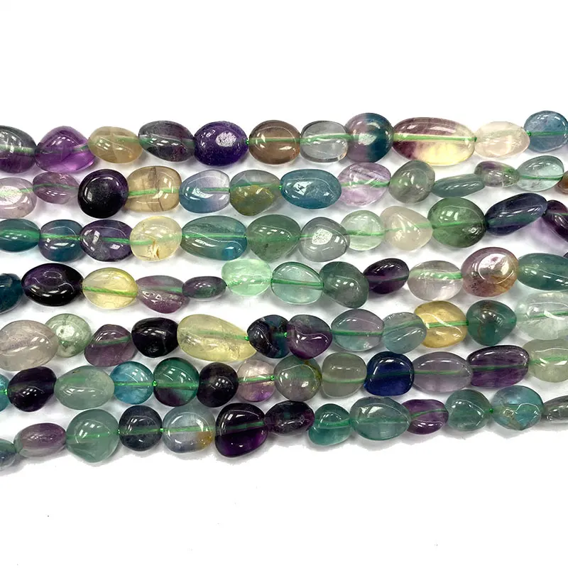 

YWROLE 8-10MM Natural Irregular Stone Beads Colorful Fluorite for Jewelry Making Diy Women Bracelets Necklace Charms 15''