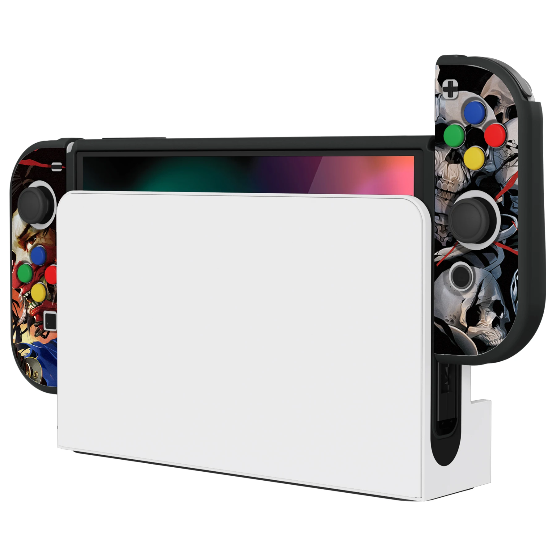 PlayVital ZealProtect Miękkie etui ochronne na Nintendo Switch OLED z uchwytami na kciuki - Clown Hahaha & Ghost of Samurai