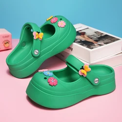 HKDQ Fashion Green Mary Jane Shoes Women Comfort Light Slip-on Women's Platform Sandals Trendy Designer Slippers For Woman 2024