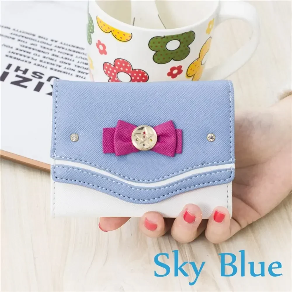 2024 Short Sailor Moon Wallet Purse Candy Color Bow Knot Women Fashion Clutch Bag  Card Coin Purse Versatile Purses