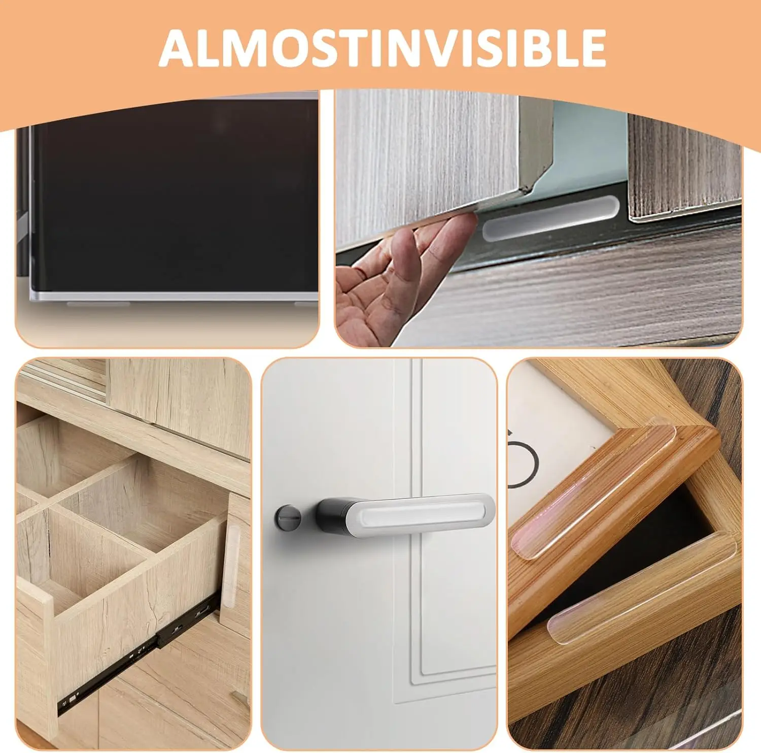 Parachoques de puerta de gabinete, parachoques de silicona autoadhesivo, rayas, mesa de vidrio, almohadilla antideslizante, almohadillas amortiguadoras de gabinete para amortiguación de sonido