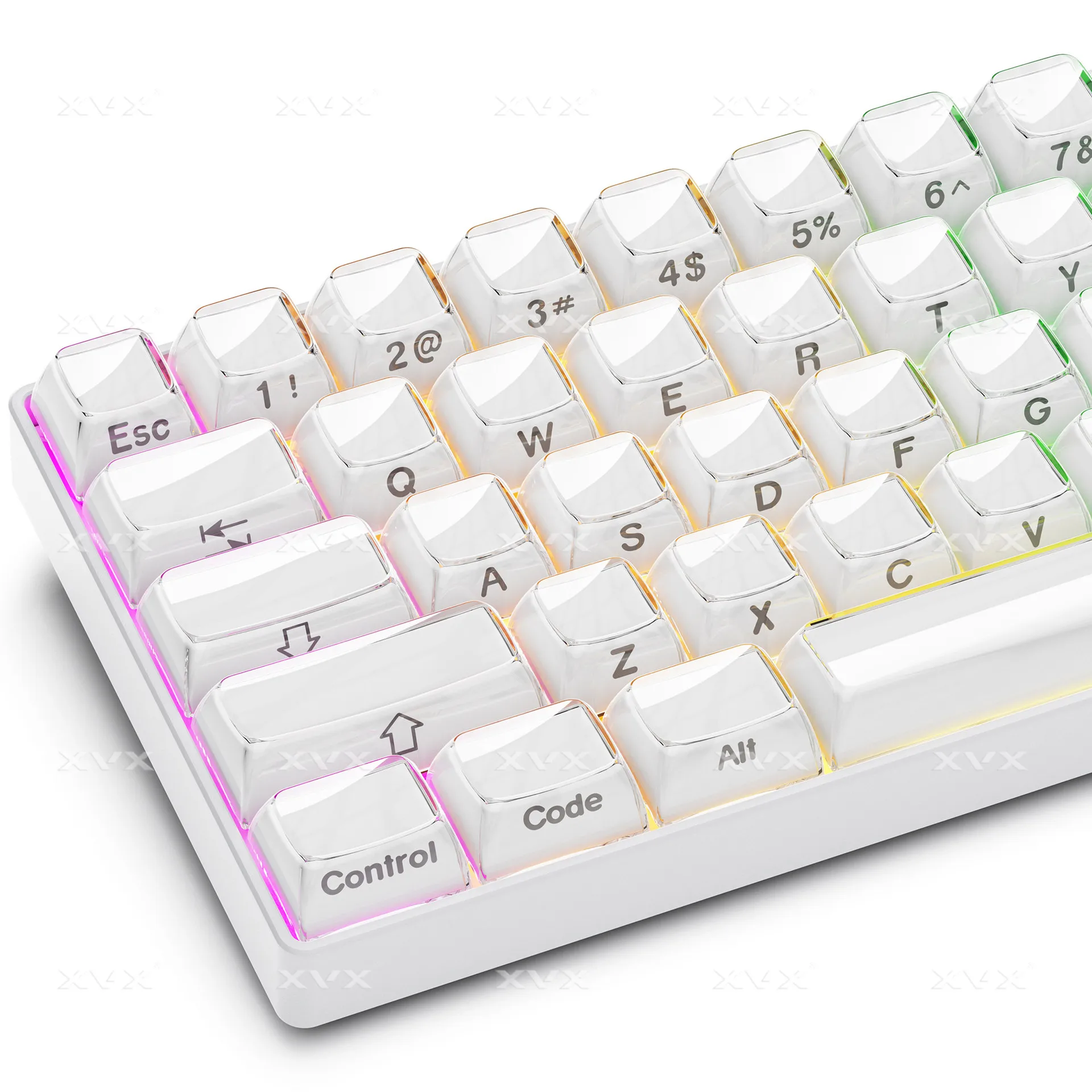 Arabic English Keycaps Russian Alphabets Keycaps OEM Height Profile Cross Axis WM1 For Cherry MX Switch Doubleshot Crystal Jelly