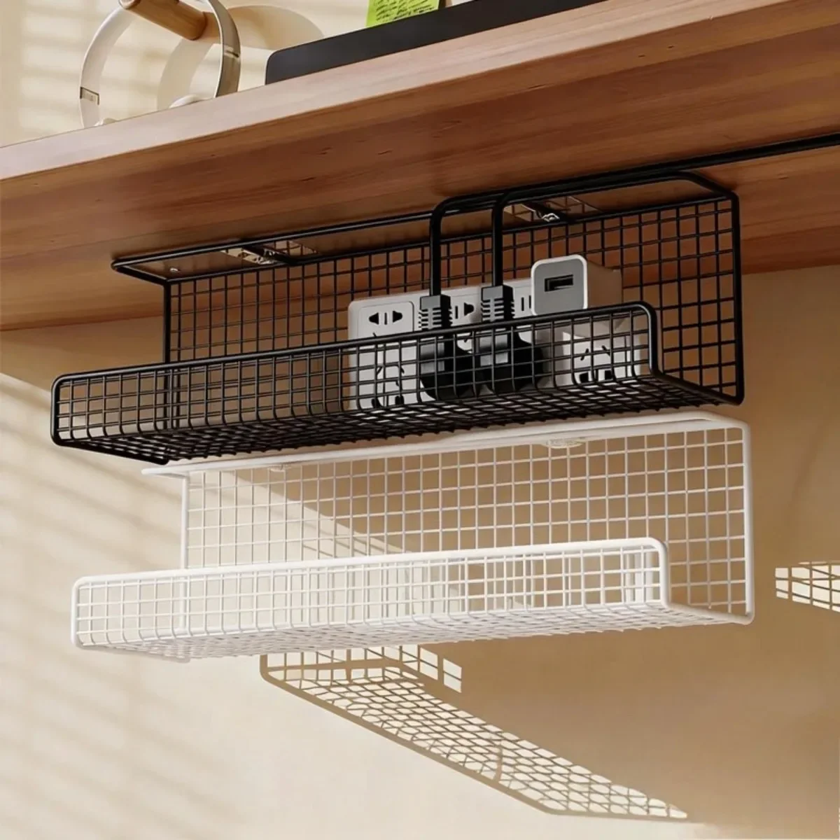 yes1 Pc Under-desk Cable Management Tray No-drill Power Cable Rack Box Wire Socket Storage Wiring Organizer