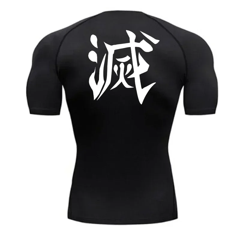 Summer Demon Slayer Print Men's Compression Shirt Long Sleeve Fitness Workout Short Sleeve Quick-Drying Sports T-Shirt Top S-3XL