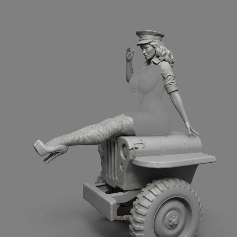 

1/24 Scale DieCast Resin Figure Model Kit Female Soldier Army Pin Up Hobby Miniature Toys Unassembled Unpainted DIY Diorama