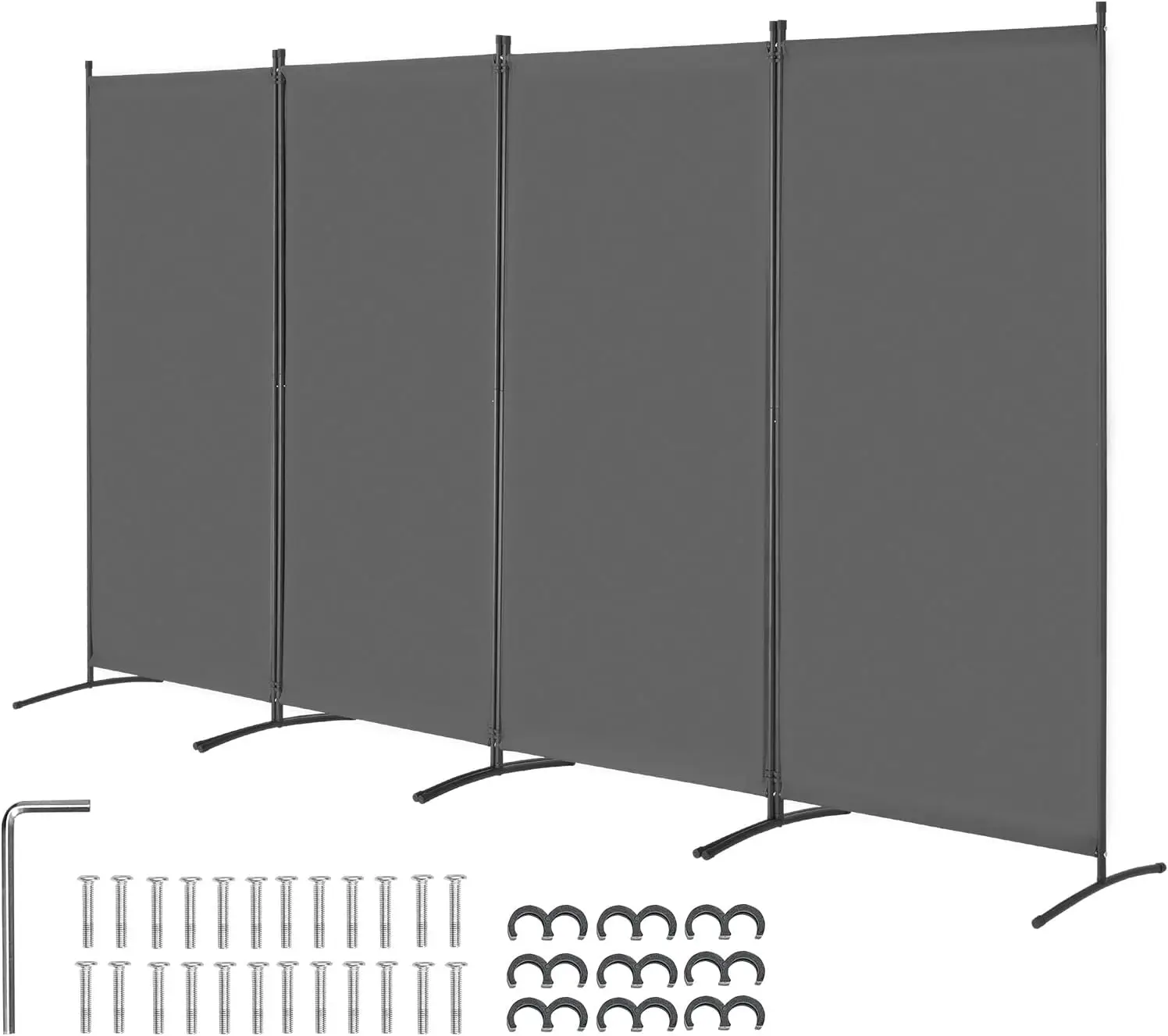 

4 Panel Folding Room Divider Privacy Screen Portable Partition for Office Bedroom Study Grey