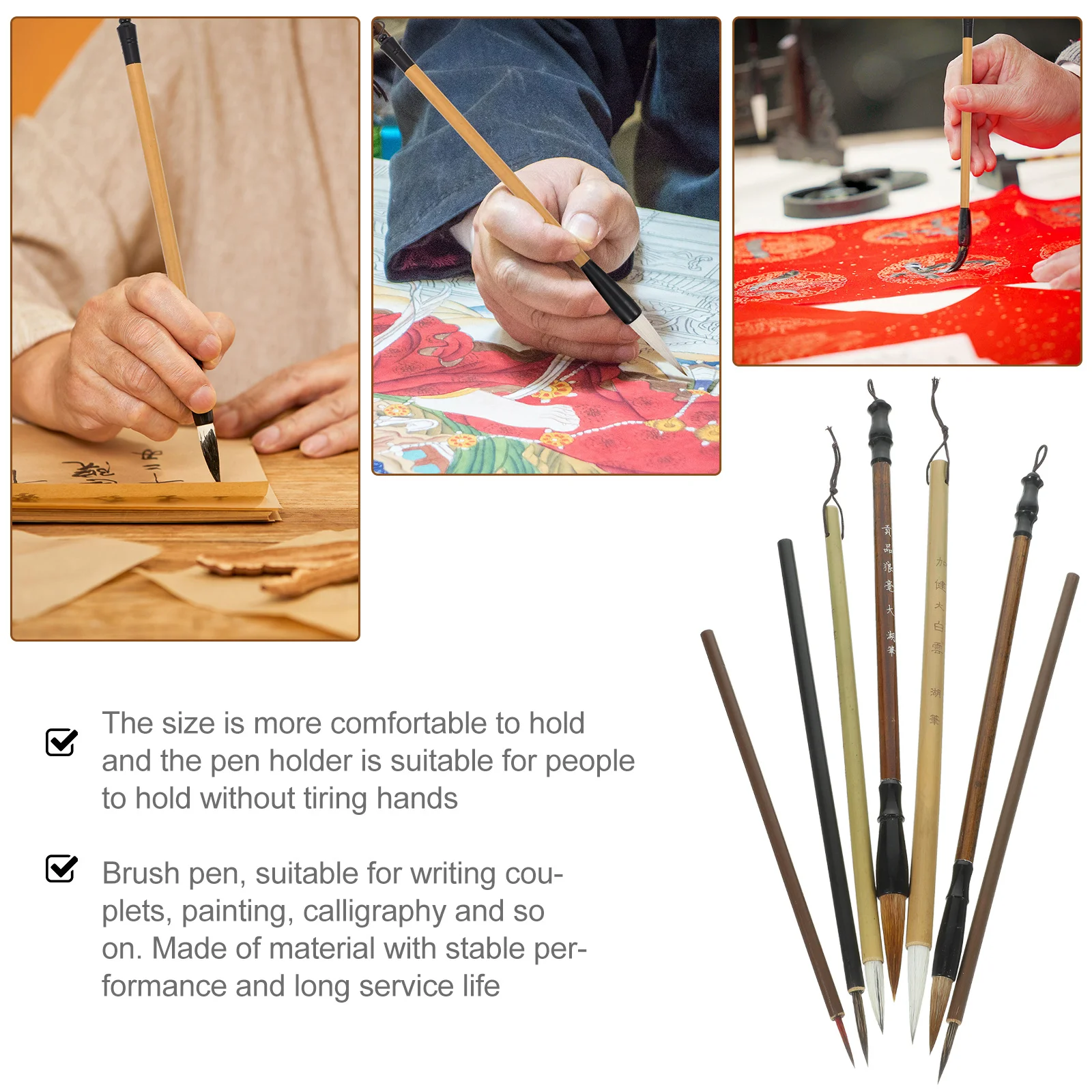 

7pcs Chinese Calligraphy Brush Set Traditional Ink Painting Pen For Beginners Smooth Writing Tip Sumi Art Tool