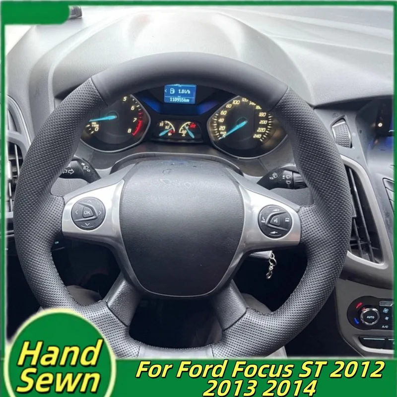 

Car Steering Wheel Cover Hand-Sewn Microfiber Leather For Ford Focus ST 2012 2013 2014 Car Interior Accessories