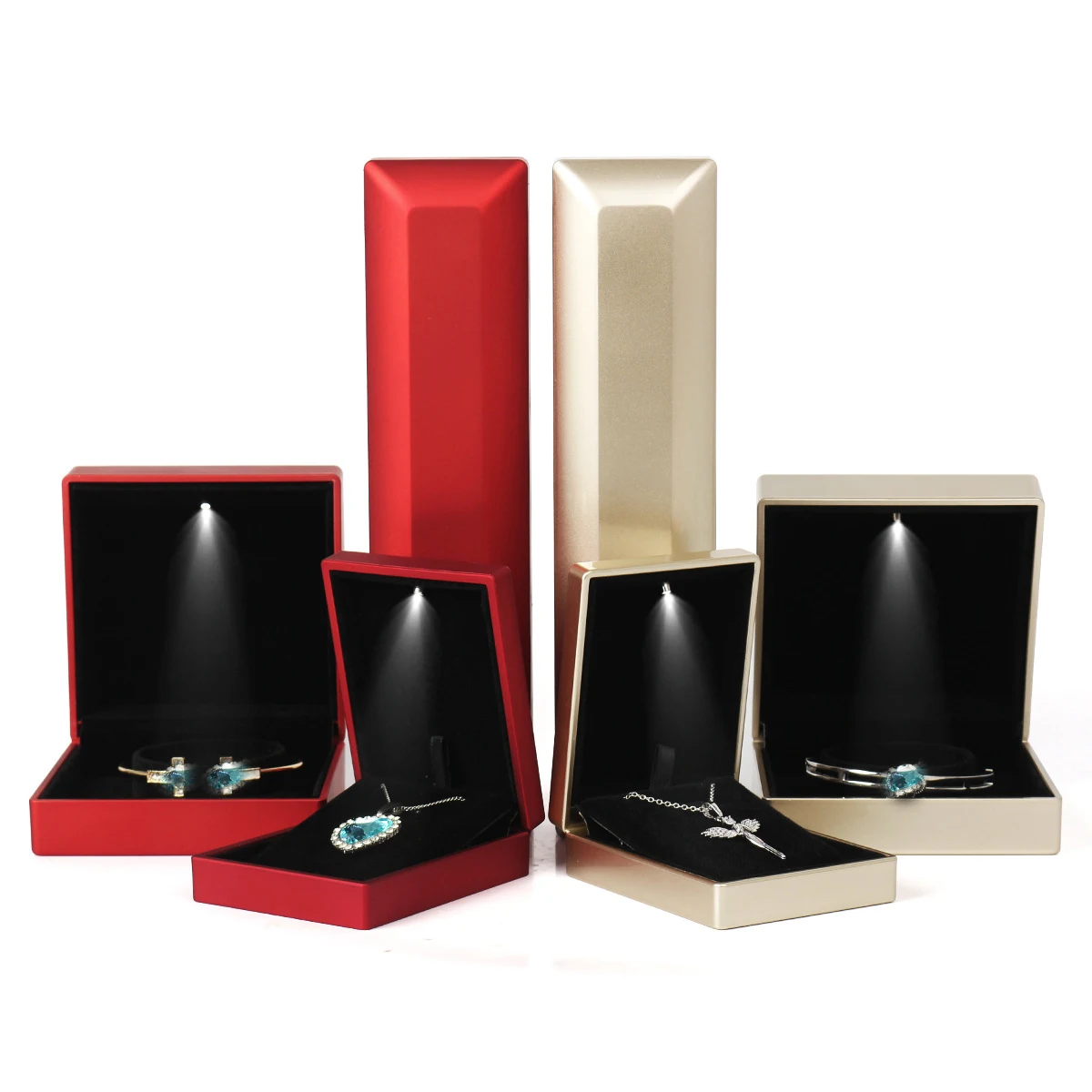 Jewelry Box with Light Gift Earring Necklace Engagement Rings Case Packaging Showcase LED Boxes Cases Packaging Display Box