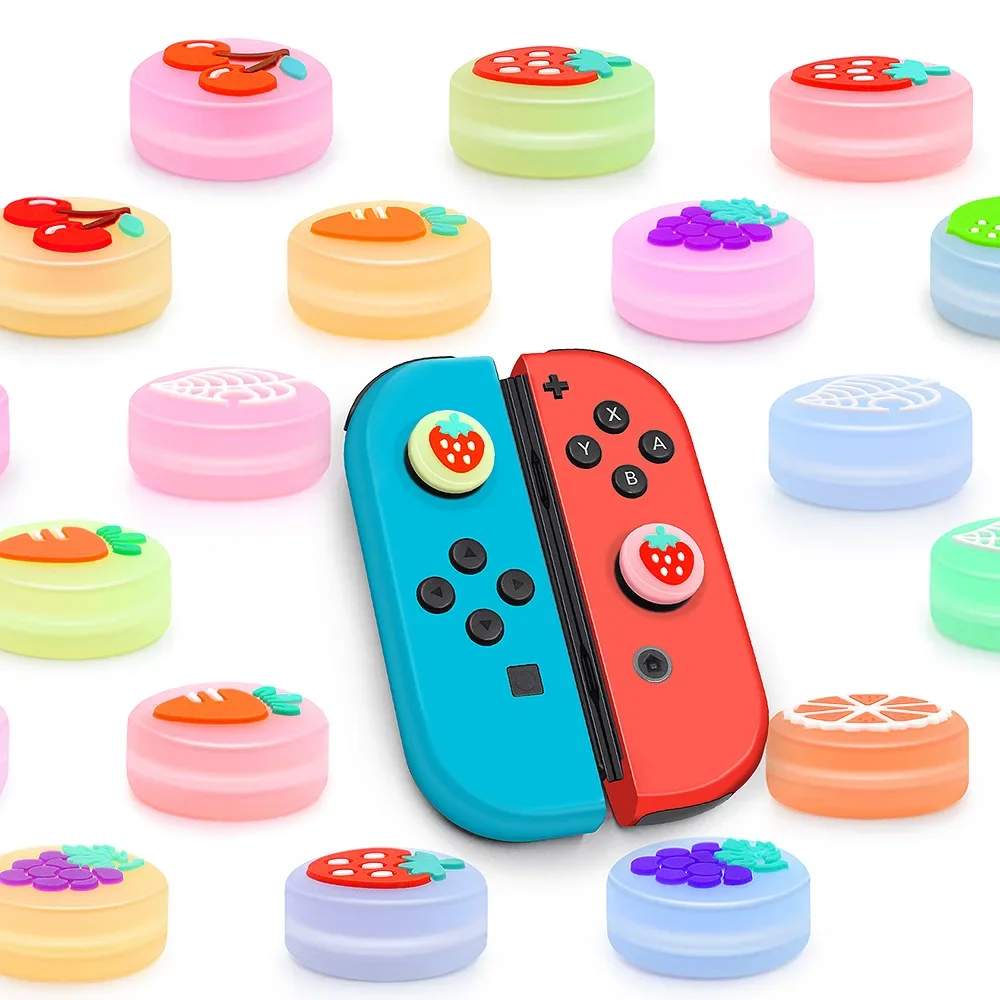 Phát Sáng Dạ Quang Trái Cây Ngón Tay Cái Gậy Cầm Nắp Joystick Dành Cho Máy Nintendo Switch NS Lite Joy-Con Bộ Điều Khiển Nintend Tự Dùng ốp Lưng