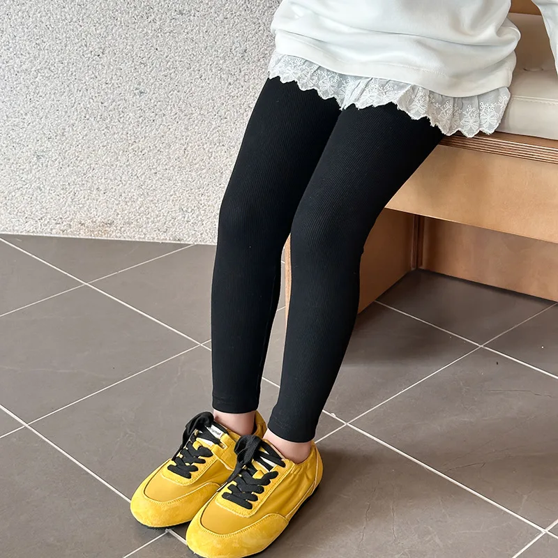 

Pants Leggings Knitwear Skinny Solid High Elasticity Comfortable All-matched Cotton Children Grils Boys Casual