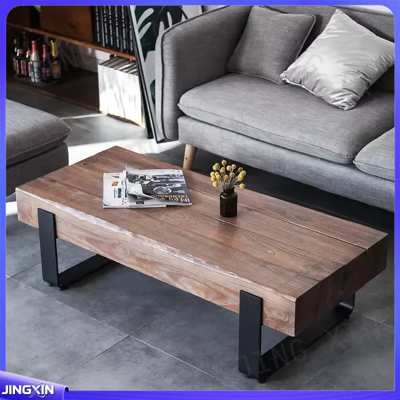 custom for American Retro Solid Wood Coffee Table Creative Log Rectangular Side Table Small Apartment Living Room Furniture