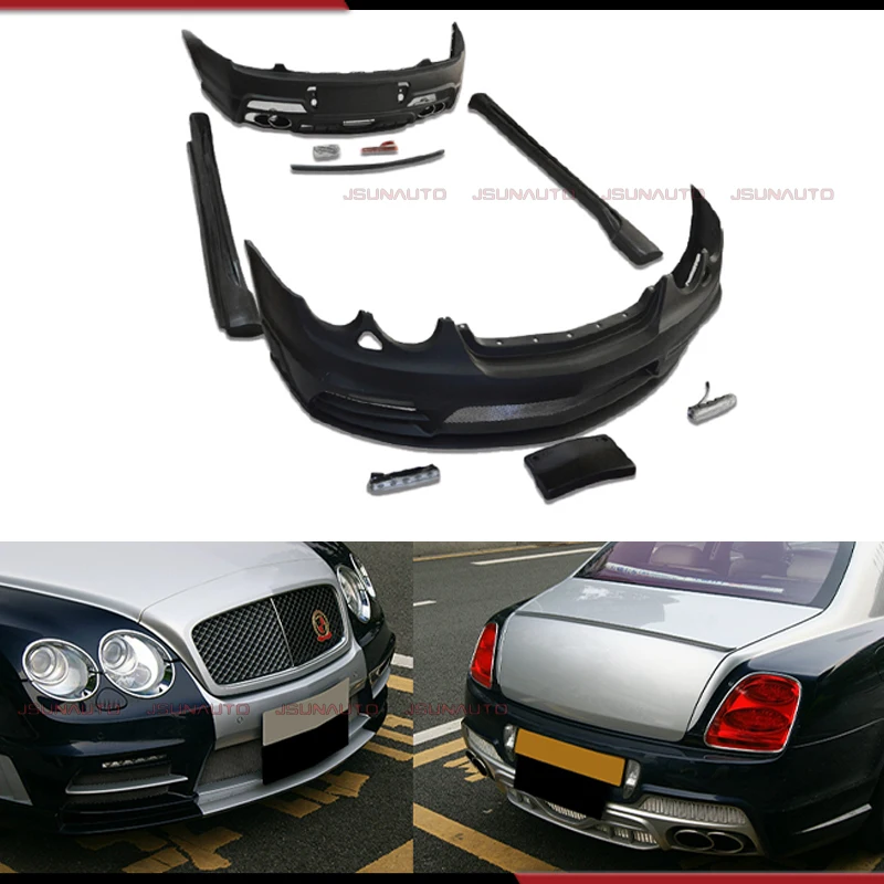 Front Bumper For Bentley 2005-2012 Flying Spur Side Skirts Bumper Body Kit Spoiler Unpainted Wide Tuning Accessory For Bentley