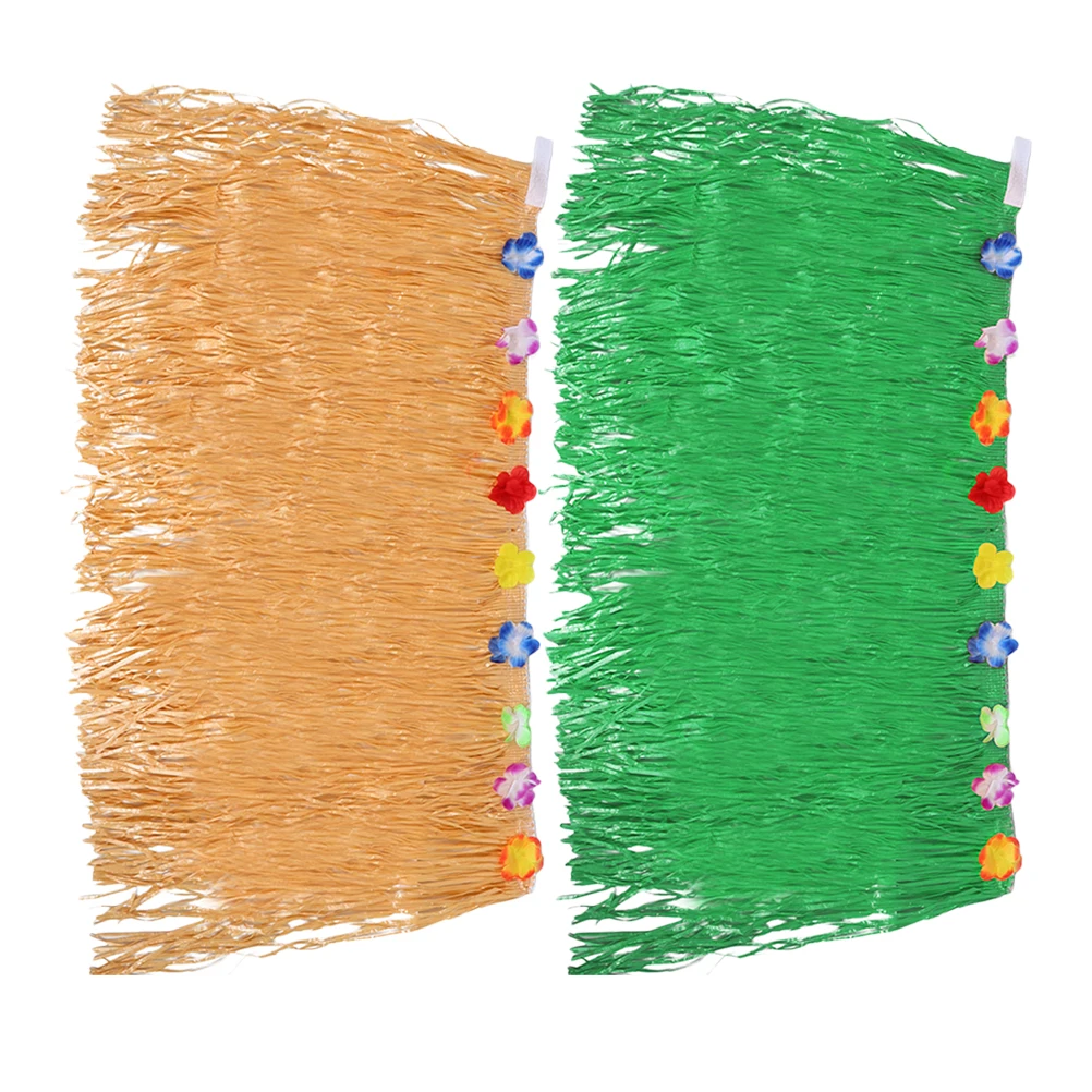 

2Pcs Straw Skirt Hawaiian Grass Luau Decor Hawaiian Grass Skirt Tropical Party Beach Birthday Centerpieces Table Props