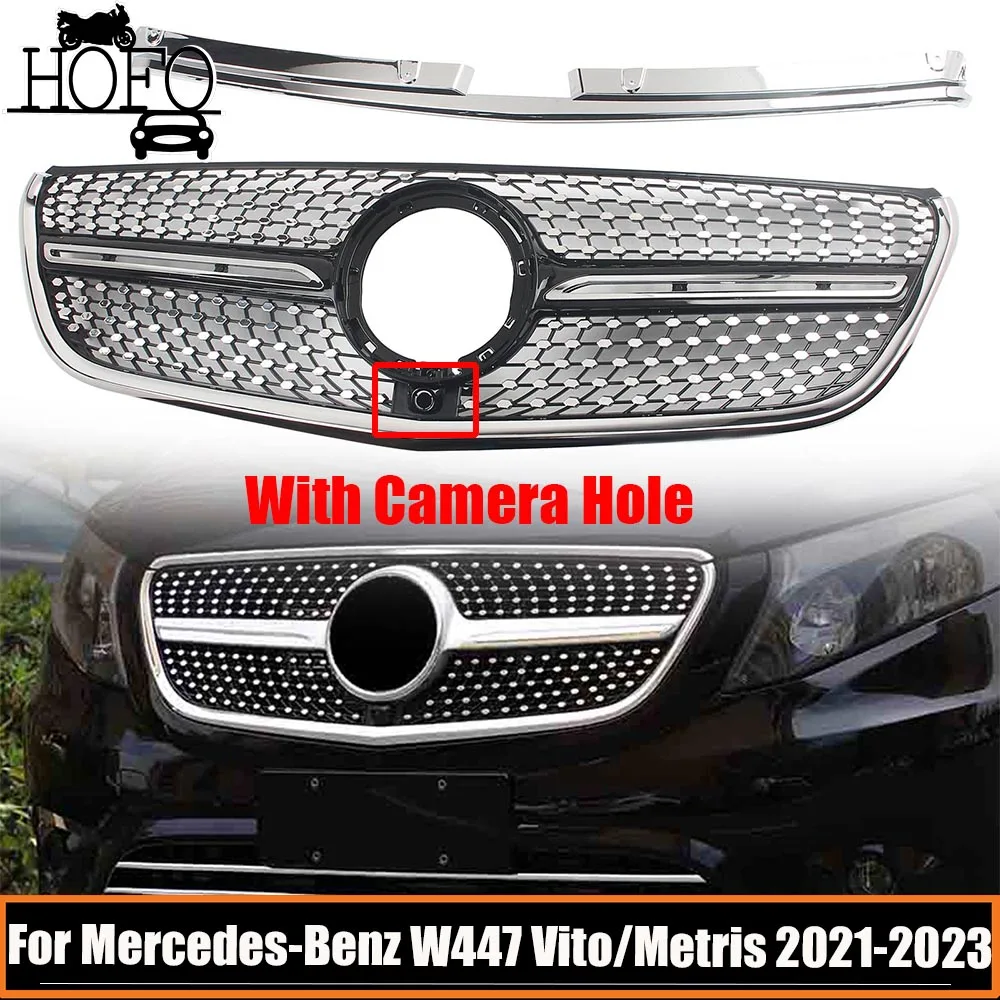 

Car Front Bumper Grille Radiator Grills Gypsophila Style Diamond Style For Mercedes-Benz W447 Vito/Metris 2021 2022 2023