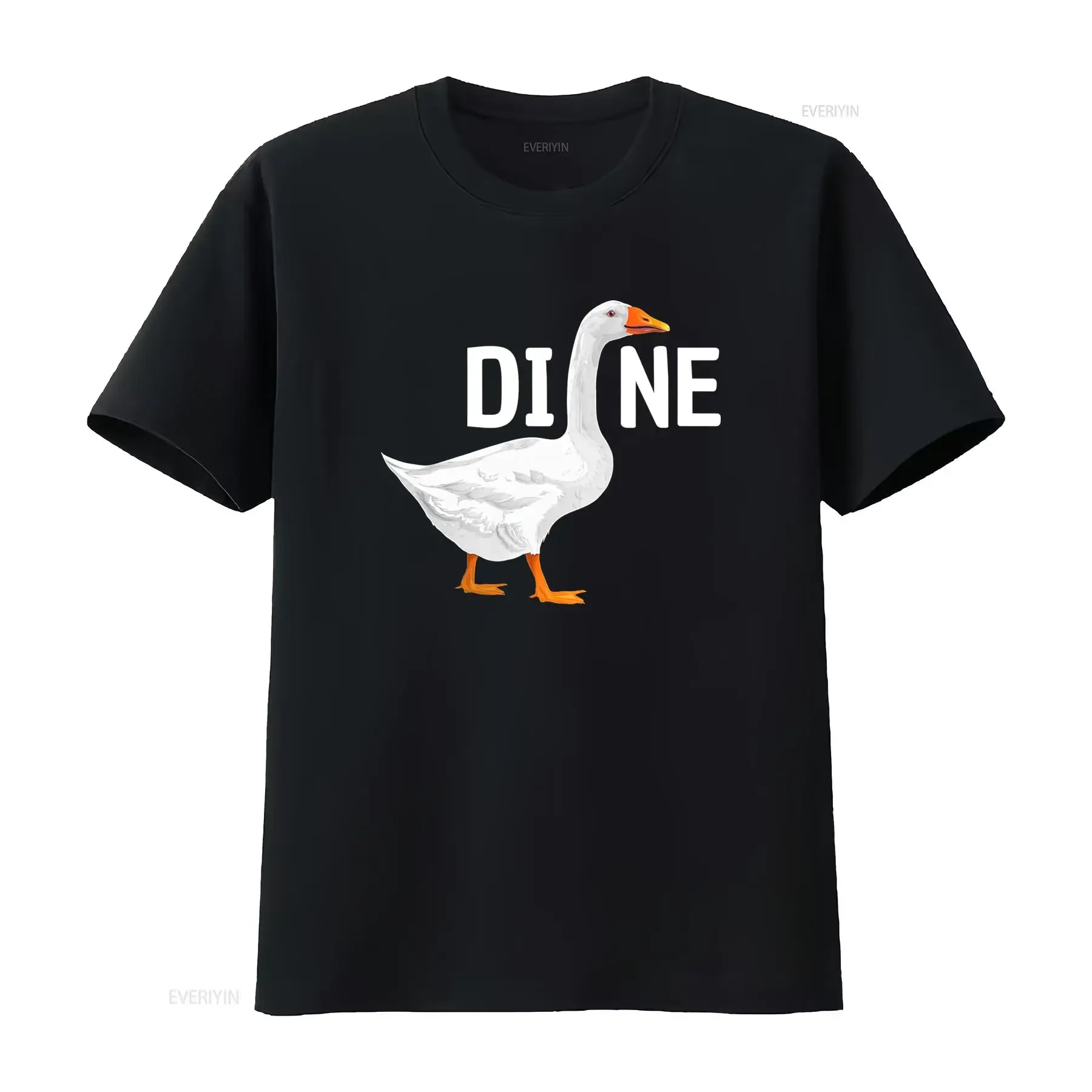 T-shirt da uomo con stampa divertente a forma di oca, tessuto pesante da 180 g/m², morbido e traspirante, gioco di parole in italiano, stampa Ne vintage