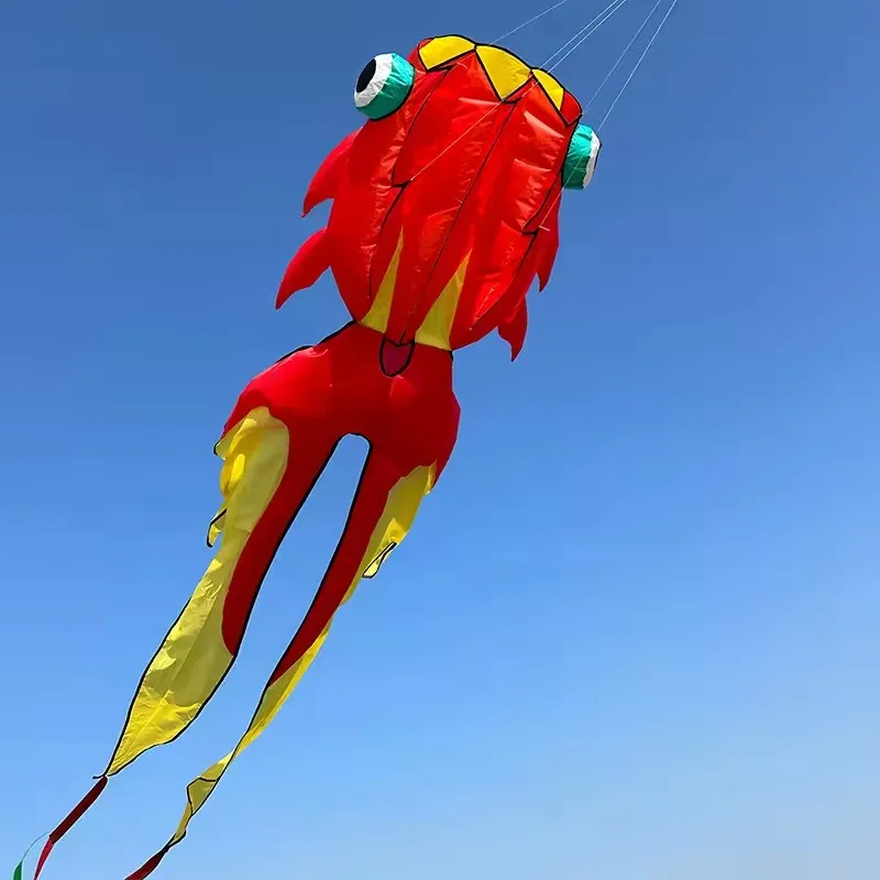 3D 10M 3-kleuren goudvis zachte vlieger grote zachte dieren professionele vliegers buiten opblaasbare strandvlieger gemakkelijk te vliegen en scheurbestendig